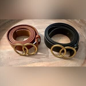 Most Wanted Women’s Double Circle Pin Hole Closure Belts. Cognac & Black XL BOTH